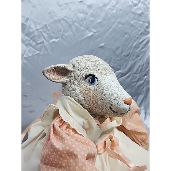 Vtg Shelve Sitter Lamb Doll 21” Stuffed Body Ceramic Head And  Feet - Picture 8 of 10